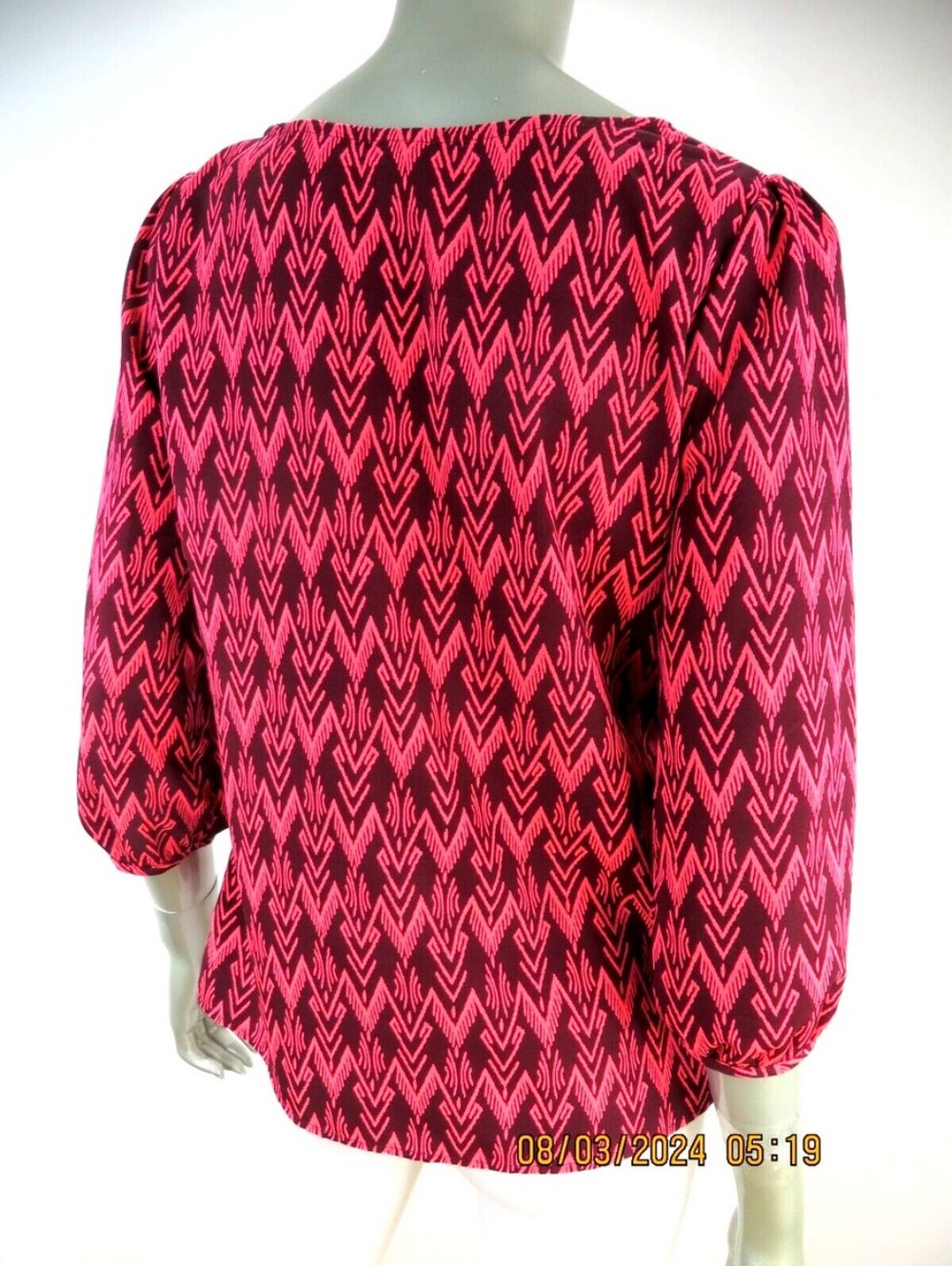 Merona sz:L Bright Orange & Maroon Henley Blouse